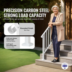 3-4 Step Handrails for Outdoor for Seniors Porch Deck Retro Arch White