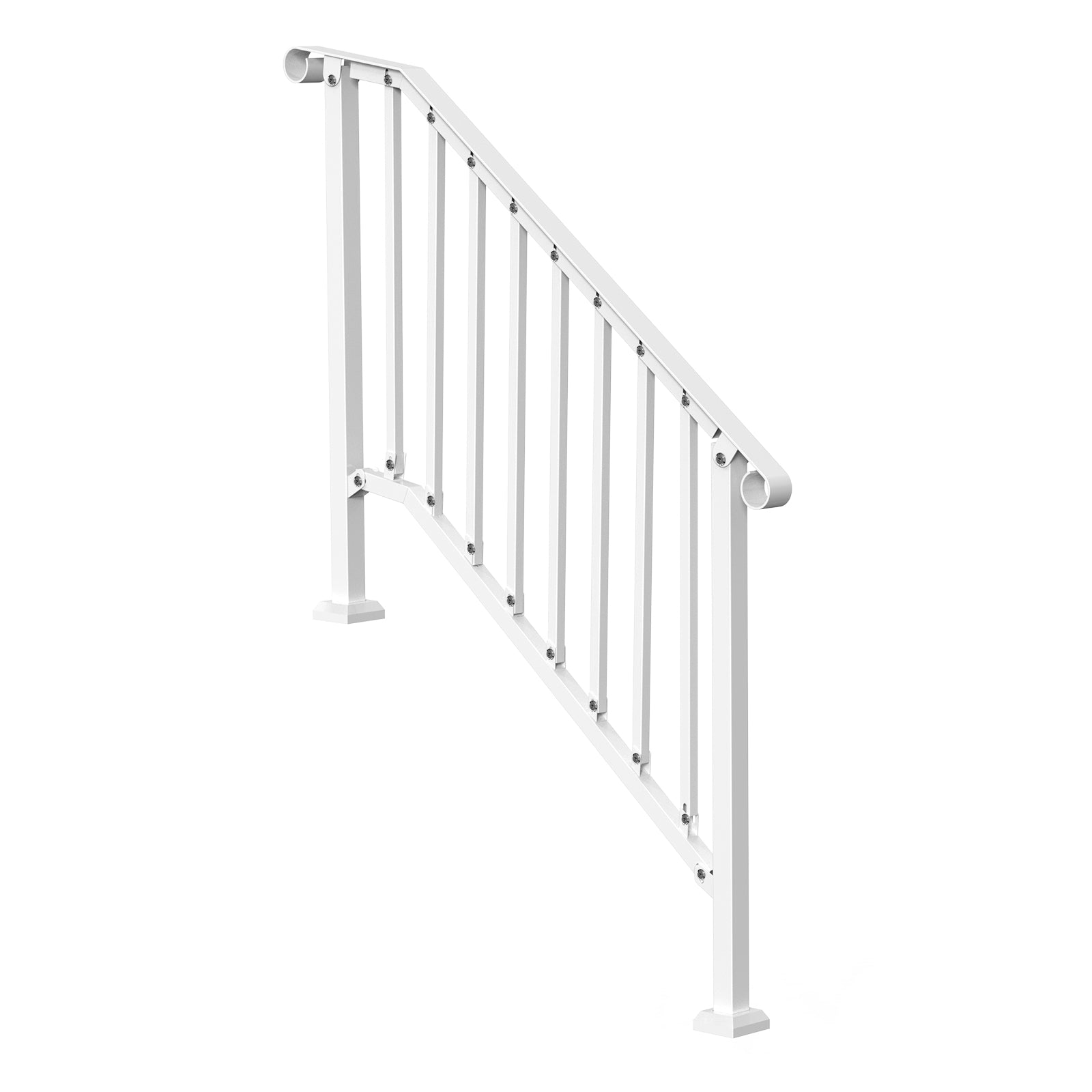 3-4 Step Handrails for Outdoor for Seniors Porch Deck Retro Arch White