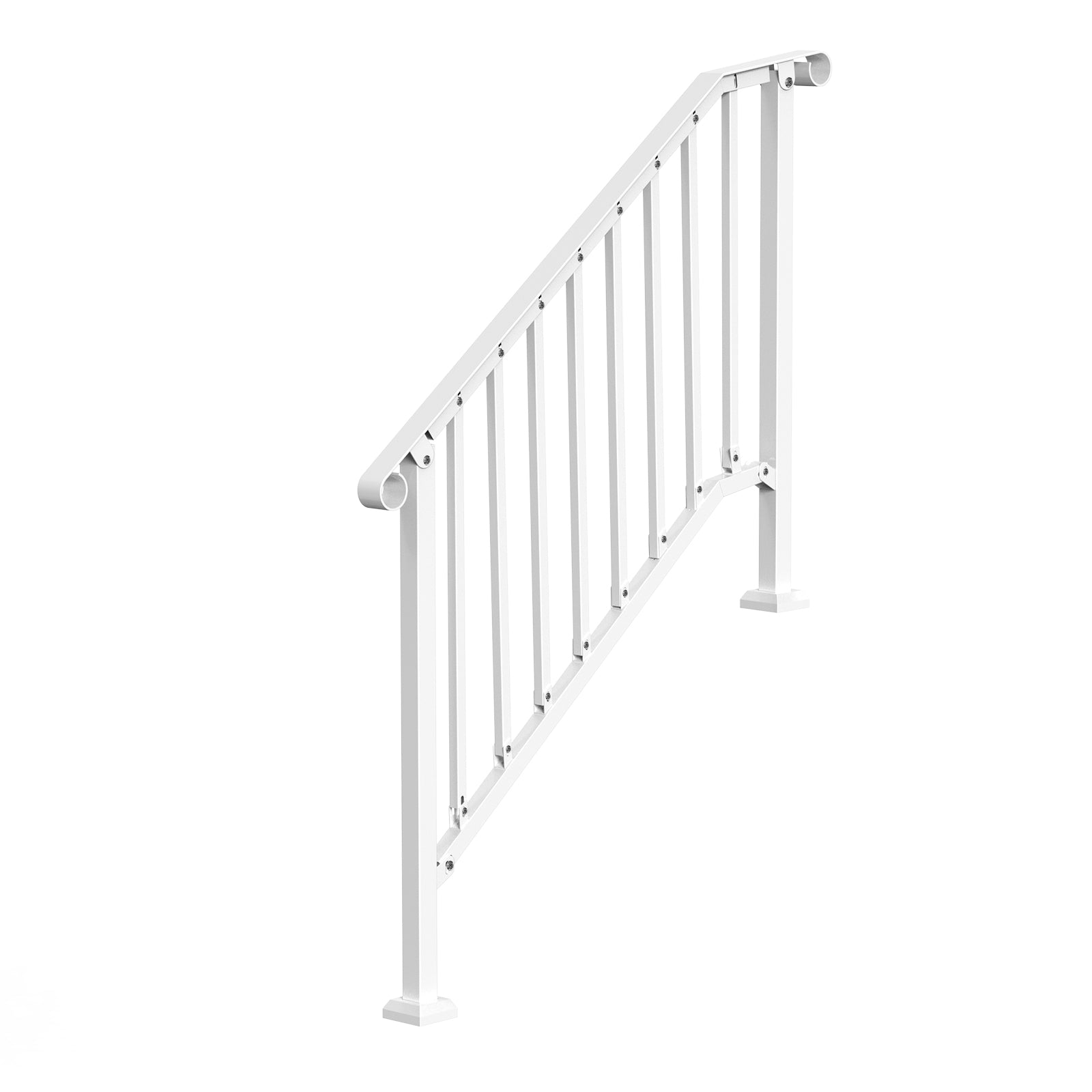 3-4 Step Handrails for Outdoor for Seniors Porch Deck Retro Arch White