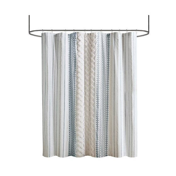 Cotton Printed Shower Curtain with Chenille