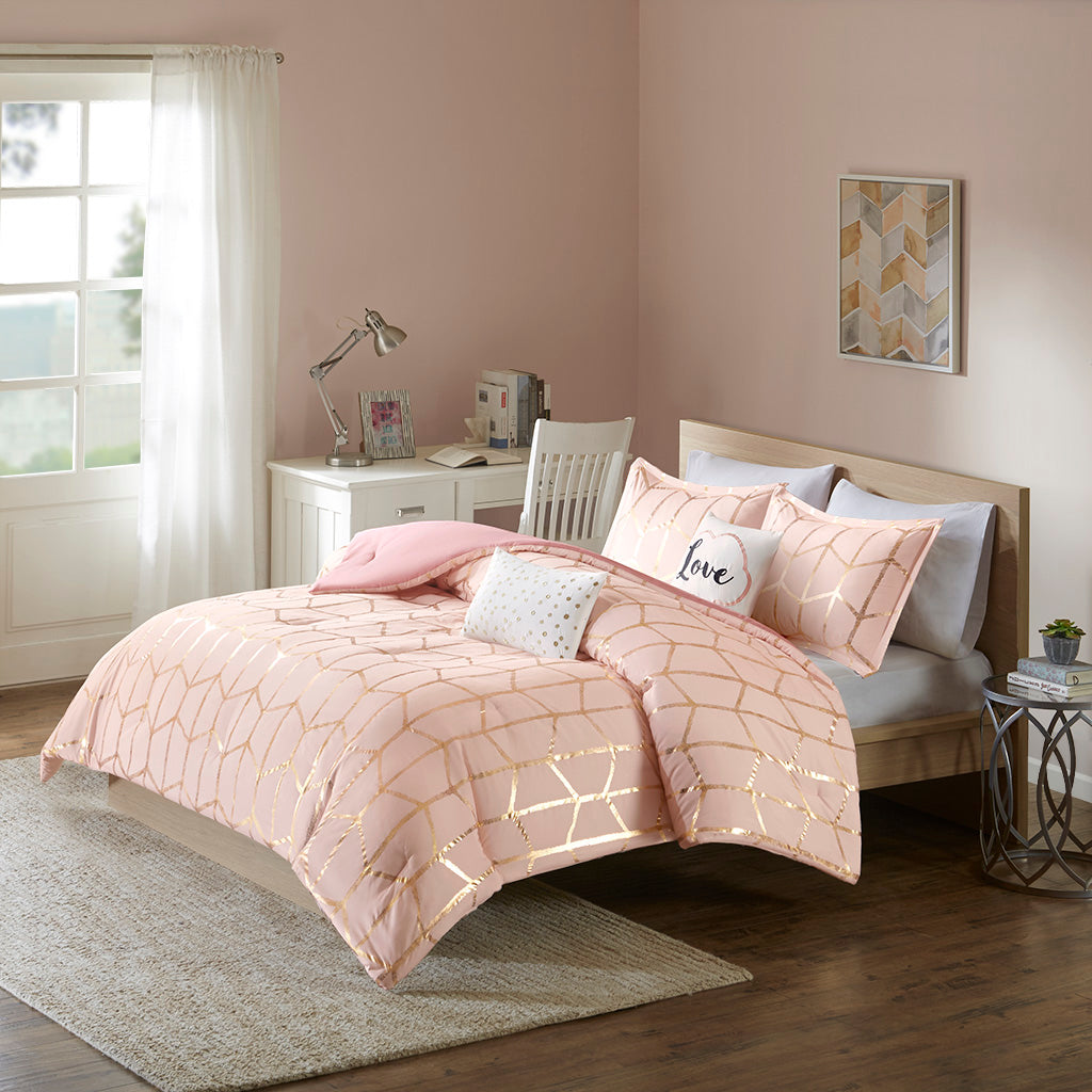 Twin/Twin XL Metallic Printed Comforter Set