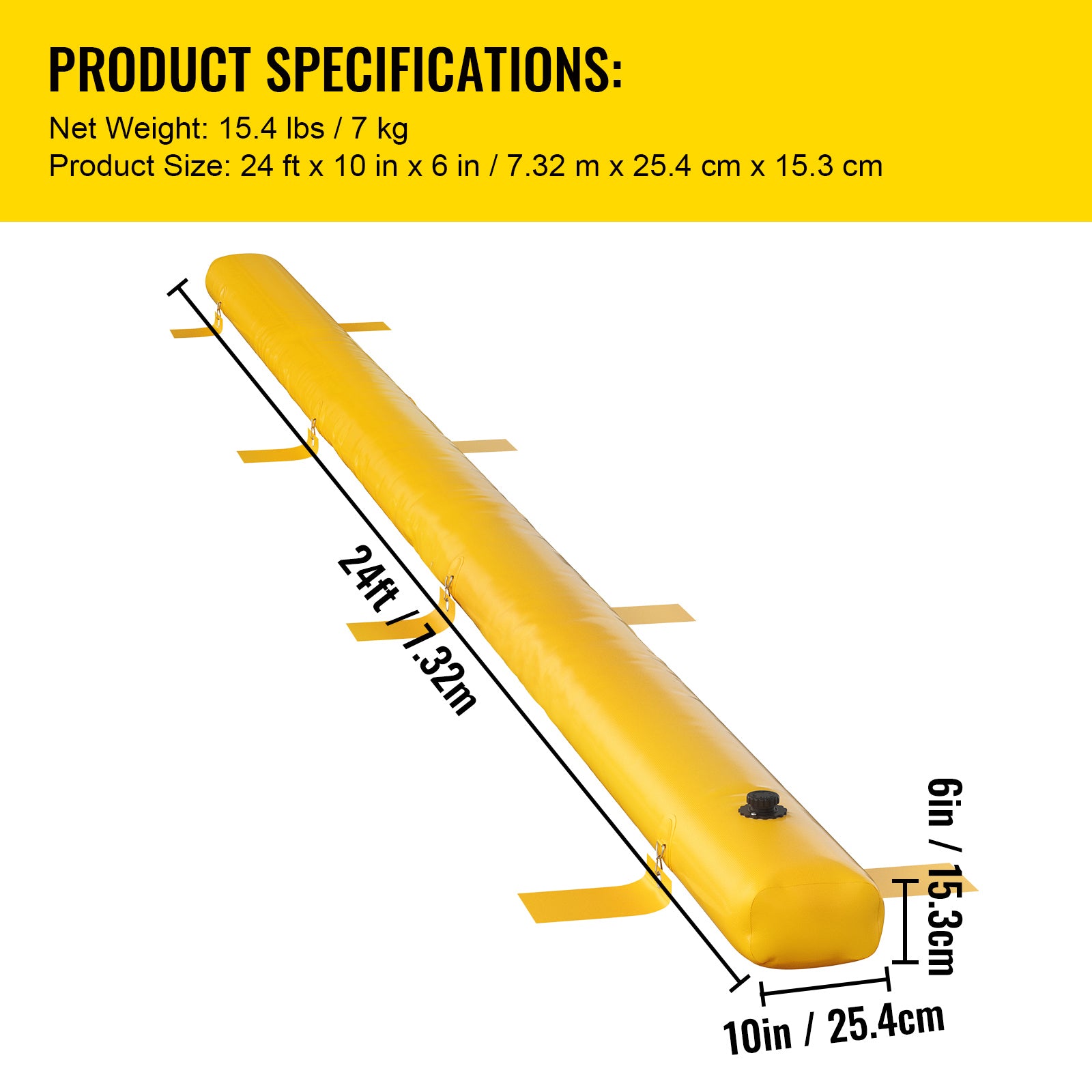 Flood Barrier, 24 ft Length x 6 in Height Sandbag Alternative, Water Barrier for Flooding with Great Waterproof Effect, Reusable PVC Water Diversion Tubes, Flood Barriers for Home, Door, Garage