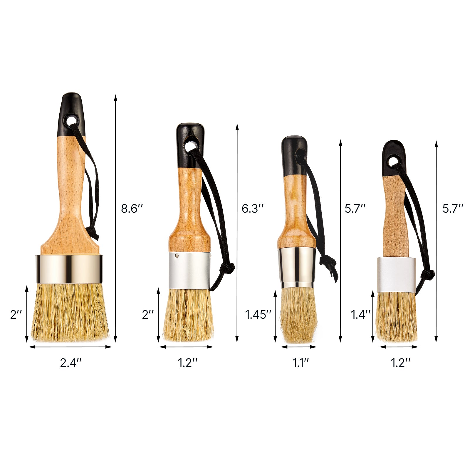 Chalk Wax Paint Brush 4 Piece Furniture Paint Brushes for Painting & Waxing