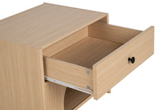 Mid-Century Modern 1pc Side Table One Drawer Pet Friendly Natural Finish