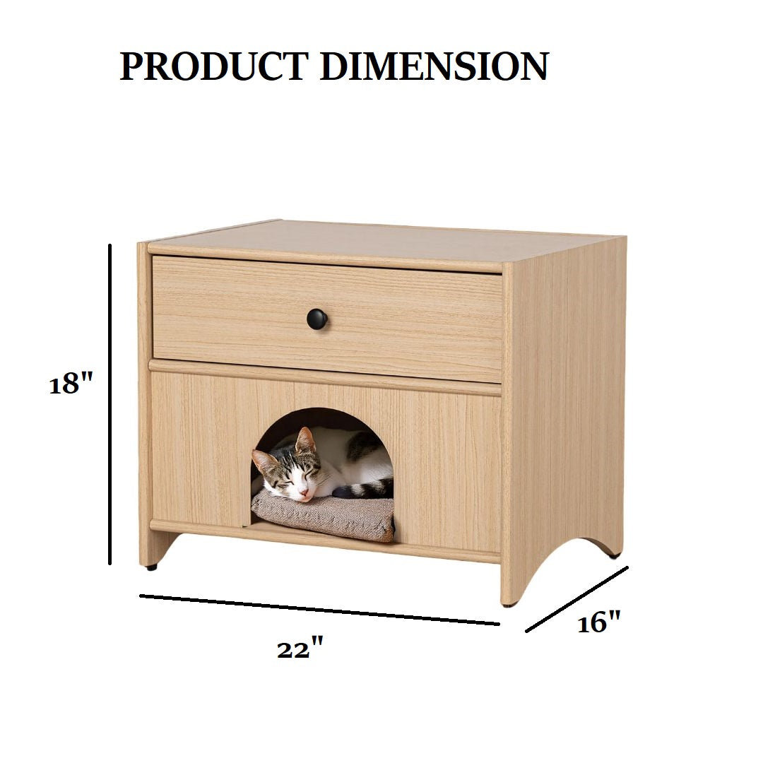 Mid-Century Modern 1pc Side Table One Drawer Pet Friendly Natural Finish