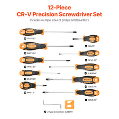 12-Piece Magnetic Screwdriver Set 5 Phillips 5 Flat Head Tips Magnetizer Tool