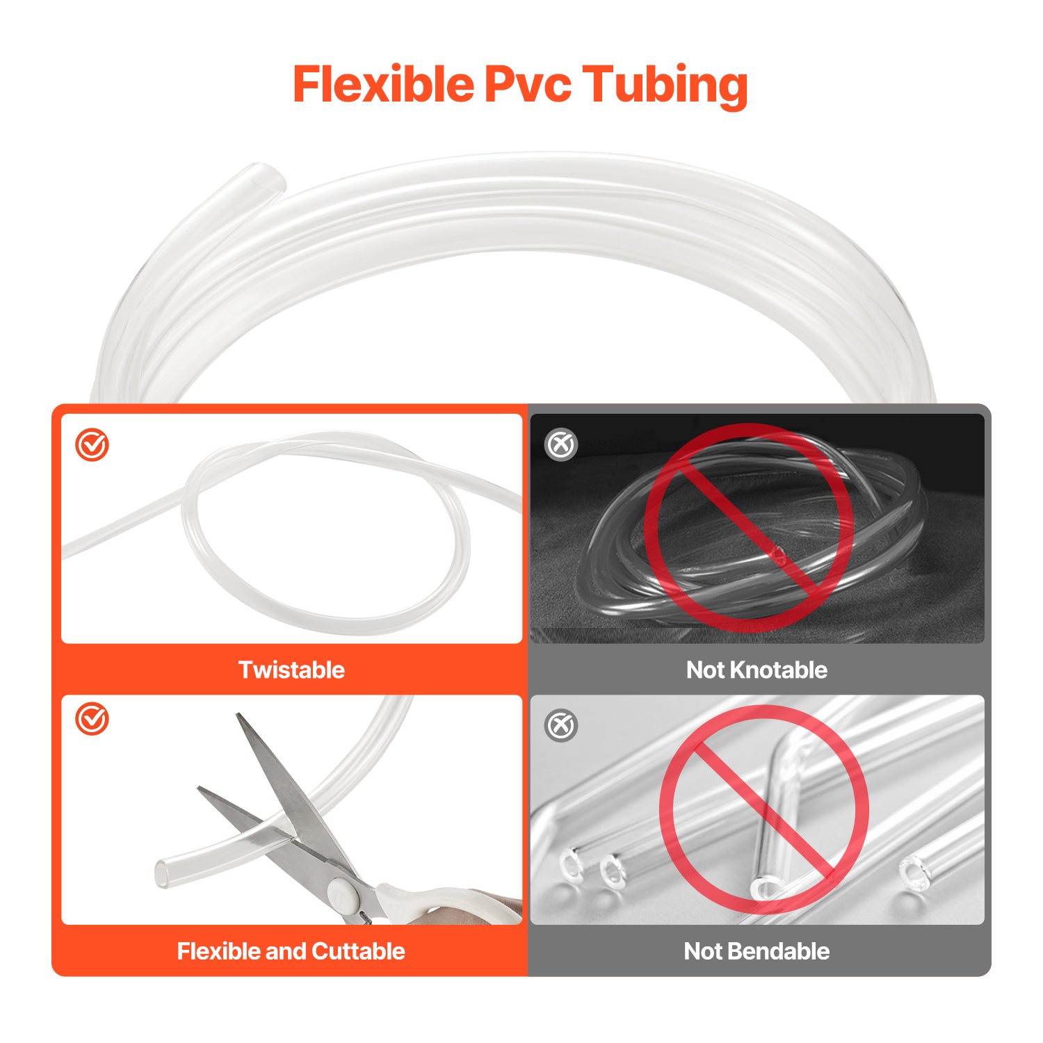 Clear Vinyl Tubing 1/2" ID x 5/8" OD 10FT Plastic PVC Tubing Flexible Hose