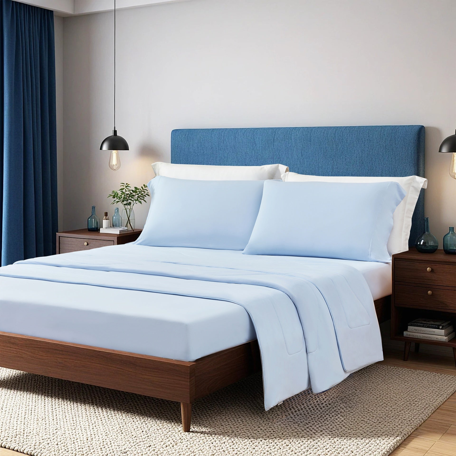 3-Piece King Cooling 3pc Sheet Set,Ice Blue