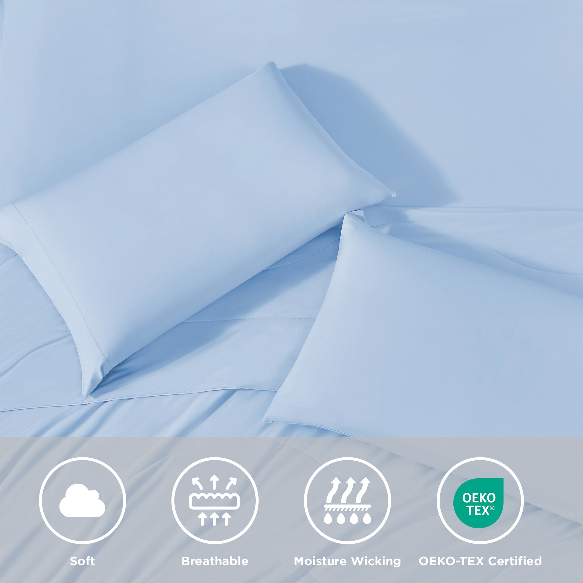 3-Piece King Cooling 3pc Sheet Set,Ice Blue