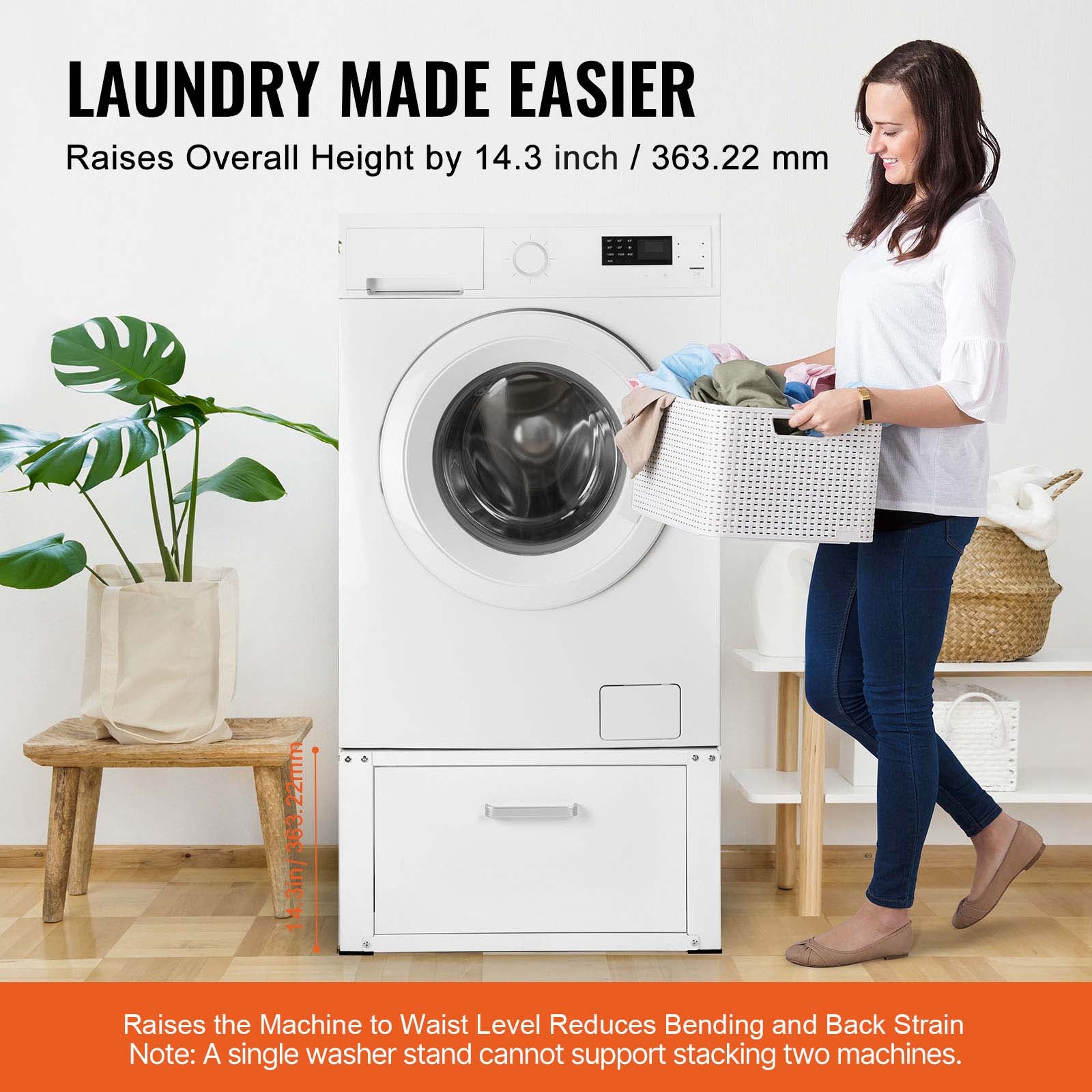 Laundry Pedestal 27" Wide 14.4" Height, Washer And Dryer Base Stand Platform Universal Fit 660lbs Capacity, Heavy Duty Multi-Functional Base for Washing Machine with Drawer & Rich Accessories