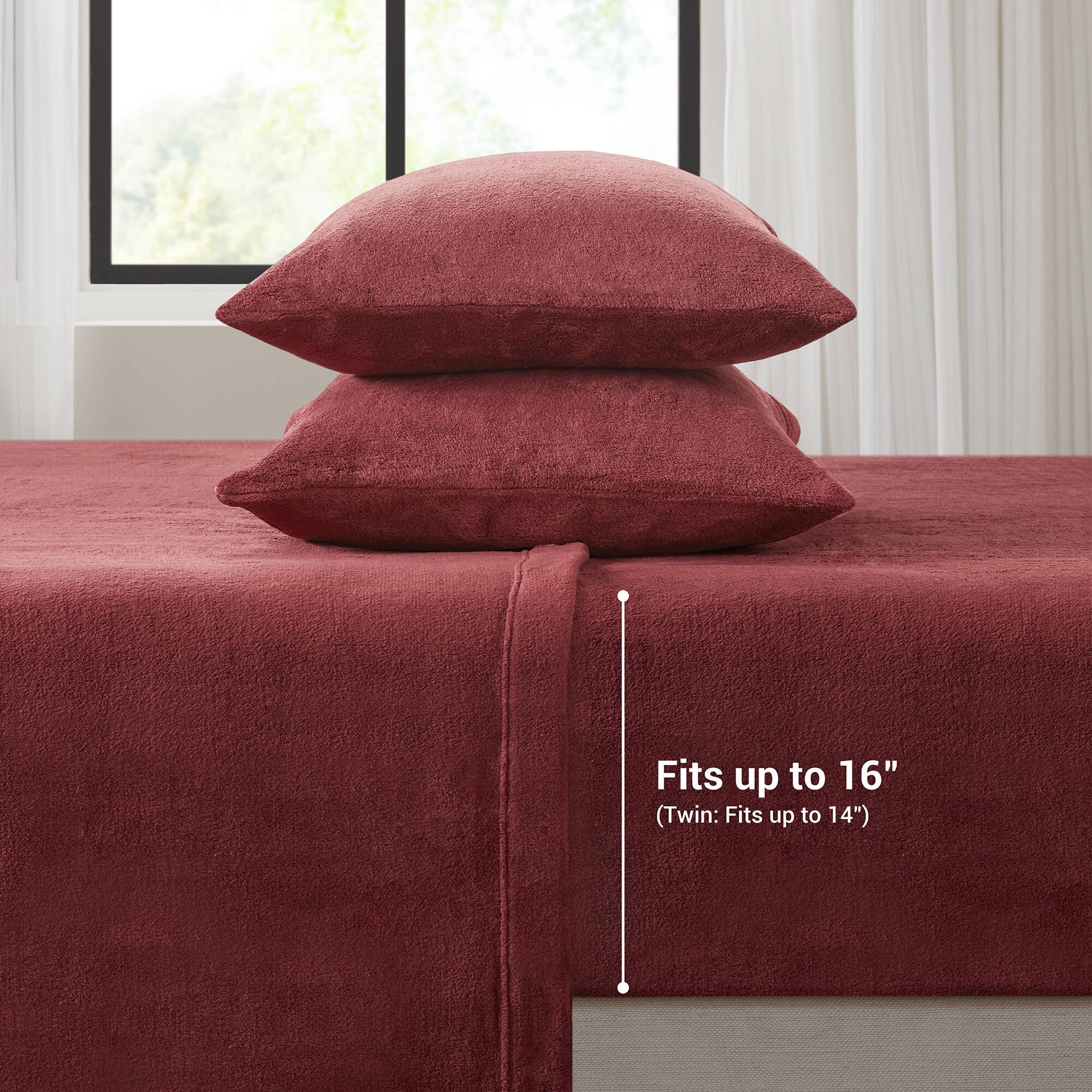 4 PCS Queen Micro Plush Sheet Set Burgundy