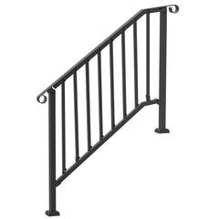3-4 Step Handrails for Outdoor for Seniors Porch Deck Black Retro Arch