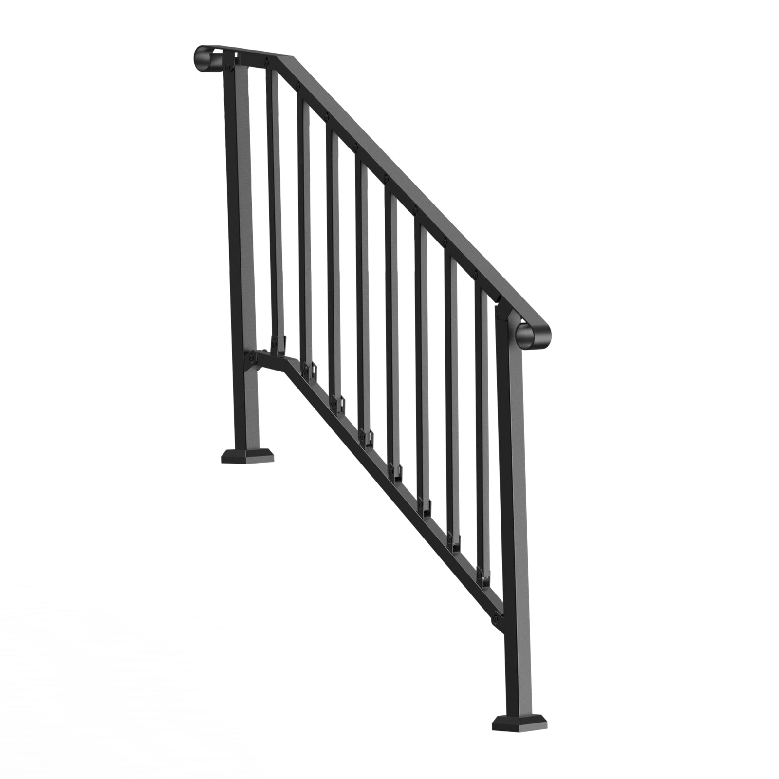 3-4 Step Handrails for Outdoor for Seniors Porch Deck Black Retro Arch