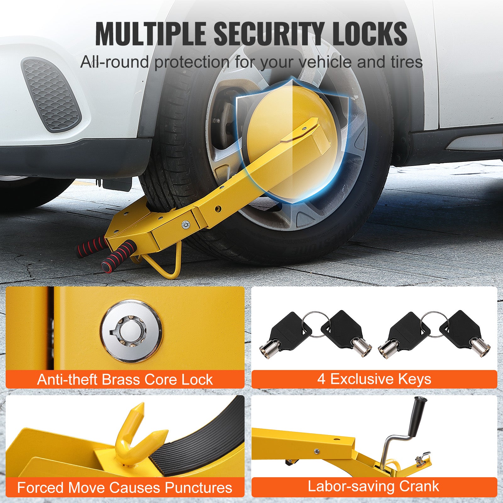 Wheel Lock Clamp, 2-Pack Trailer Wheel Lock, Heavy-Duty Anti Theft Tire Lock, Trailer Wheel Locks for RV Trailers, Cars, Trucks, SUVs