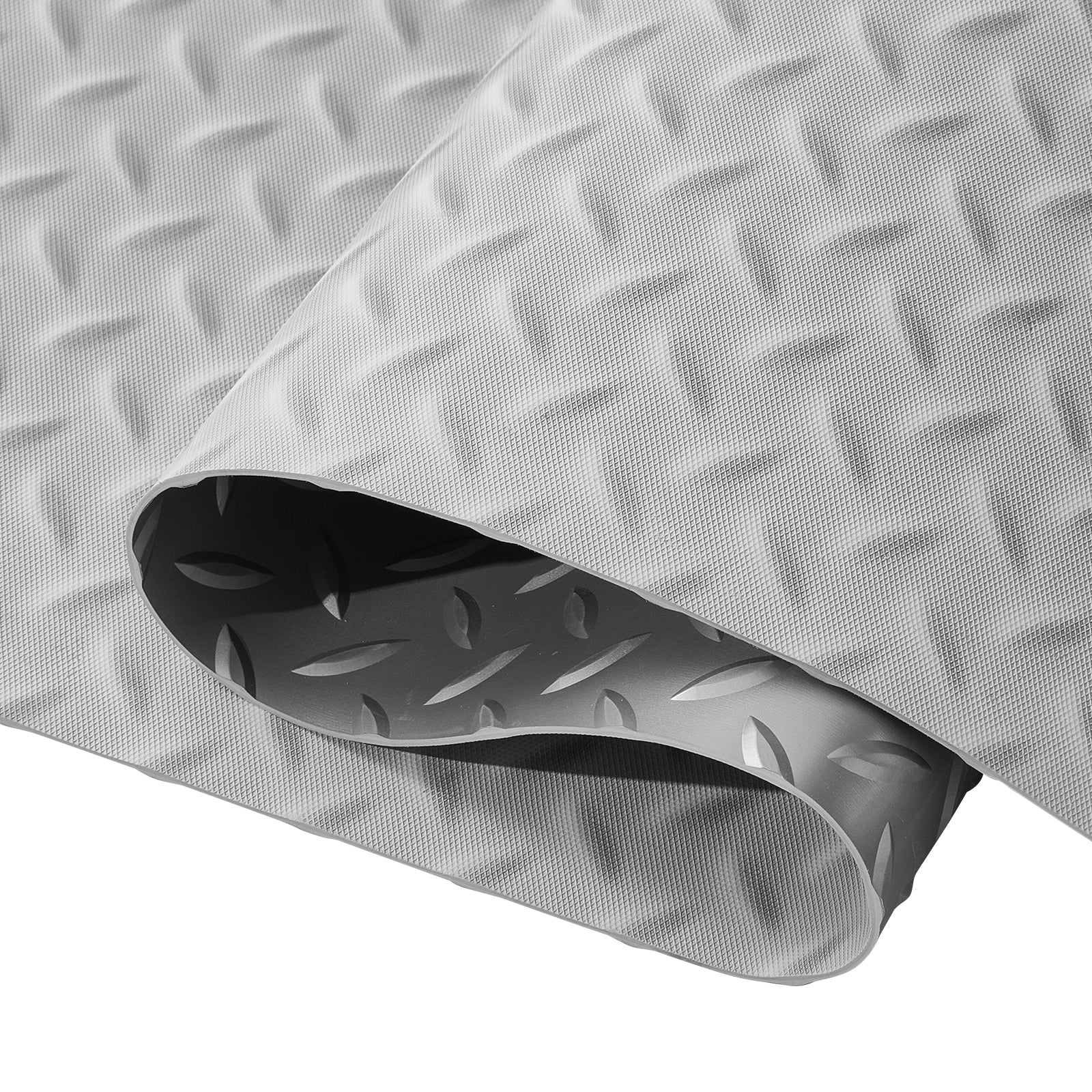 Garage Floor Mat 4.9x19ft Vinyl Garage Flooring Roll Anti-Slide Diamond Texture Gray Garage Mats for Under Car 93 sqft Covering Space DIY PVC Garage Floor Mat for Gyms Boats Car Trailer