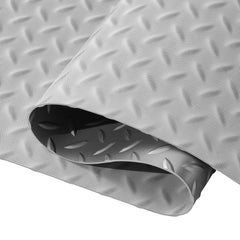Garage Floor Mat 4.9x19ft Vinyl Garage Flooring Roll Anti-Slide Diamond Texture Gray Garage Mats for Under Car 93 sqft Covering Space DIY PVC Garage Floor Mat for Gyms Boats Car Trailer