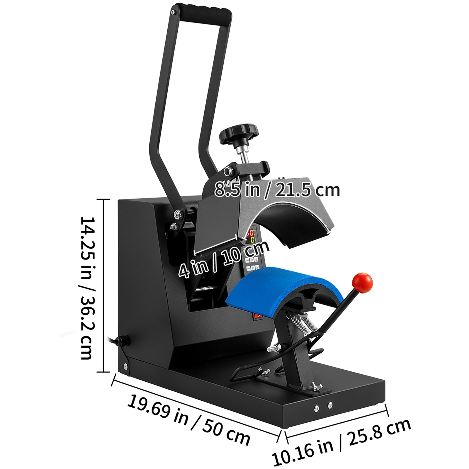 Hat Heat Press, 4-in-1 Cap Heat Press Machine, 6x3inches Clamshell Sublimation Transfer, LCD Digital Timer Temperature Control with 4pcs Curved Heating Elements (6x3/6.7x2.7/6.7x2.7/8.1x3.5)