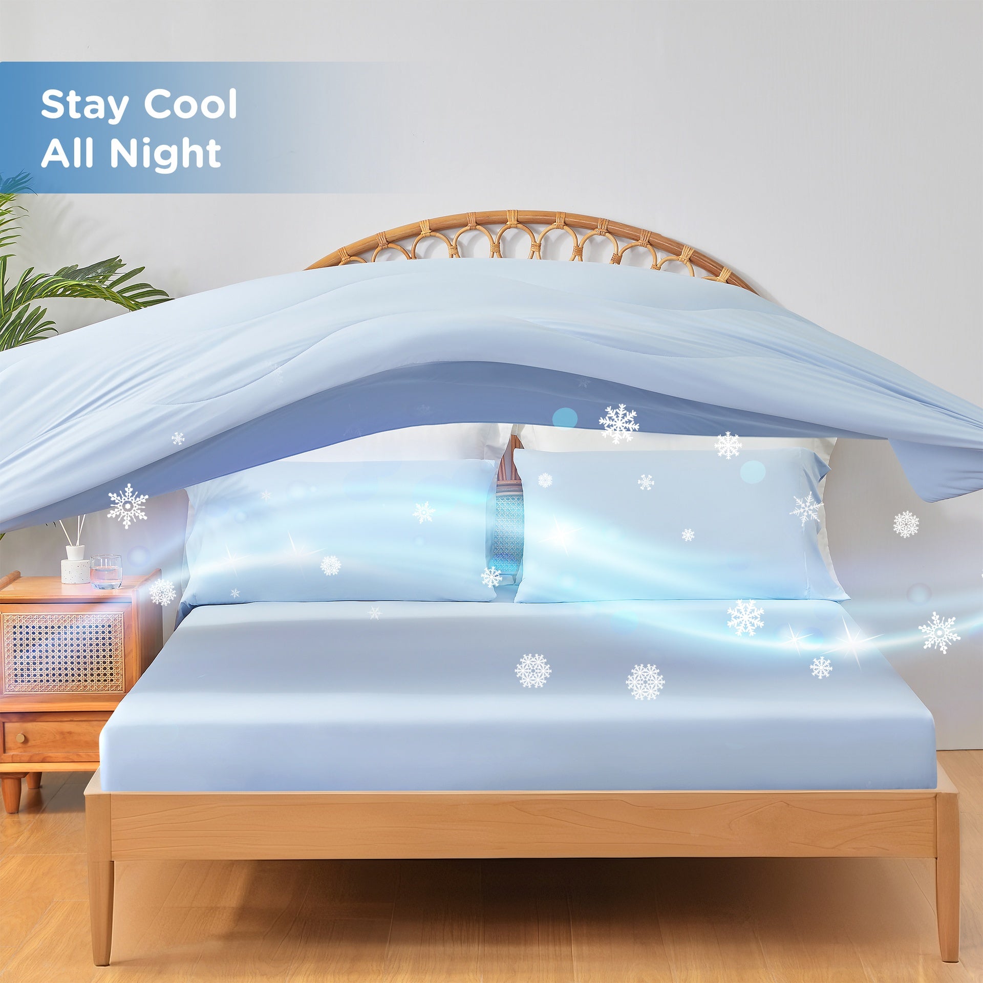 3-Piece Queen Cooling 3pc Sheet Set,Ice Blue