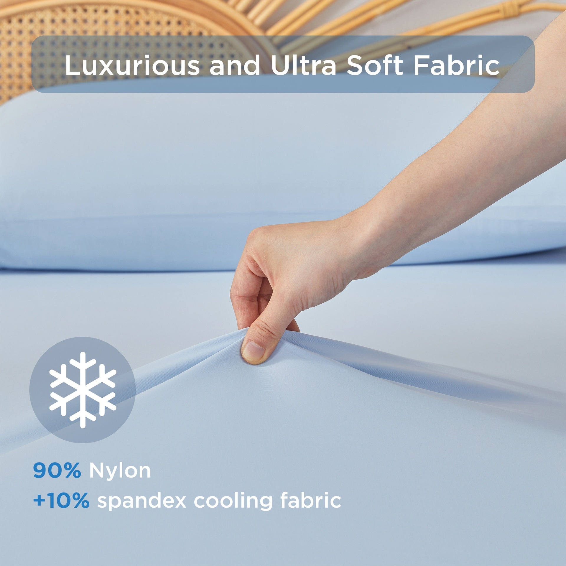 3-Piece Queen Cooling 3pc Sheet Set,Ice Blue