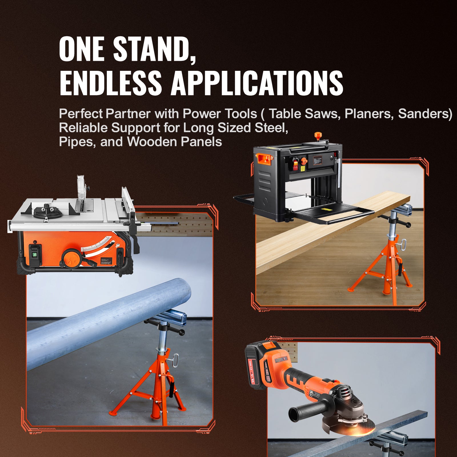 Roller Stand 2500 LBS Load 27.6"-52" Height Adjustable 45# Steel Foldable