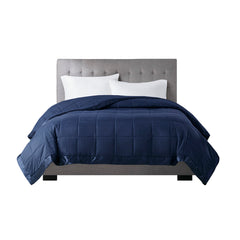 Lightweight Down Alternative Blanket with Satin Trim Navy Full/Queen