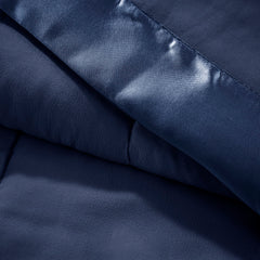 Lightweight Down Alternative Blanket with Satin Trim Navy Full/Queen