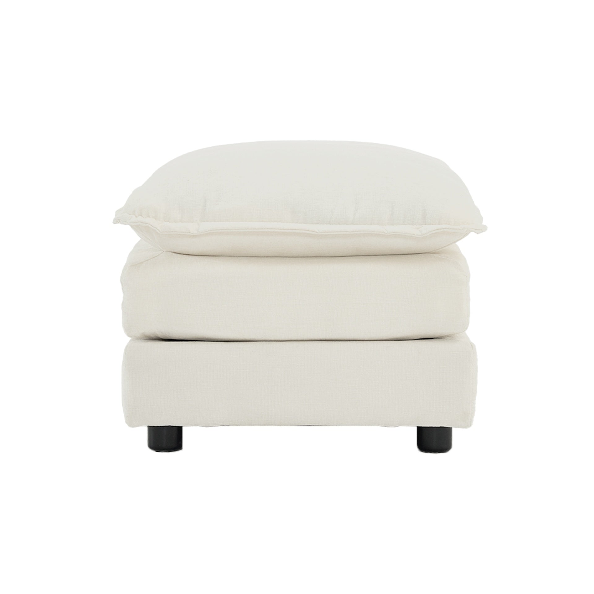 Chenille Fabric Ottomans Footrest to Combine with 2 Seater Sofa, 3 Seater Sofa and 4 Seater Sofa, White Chenille