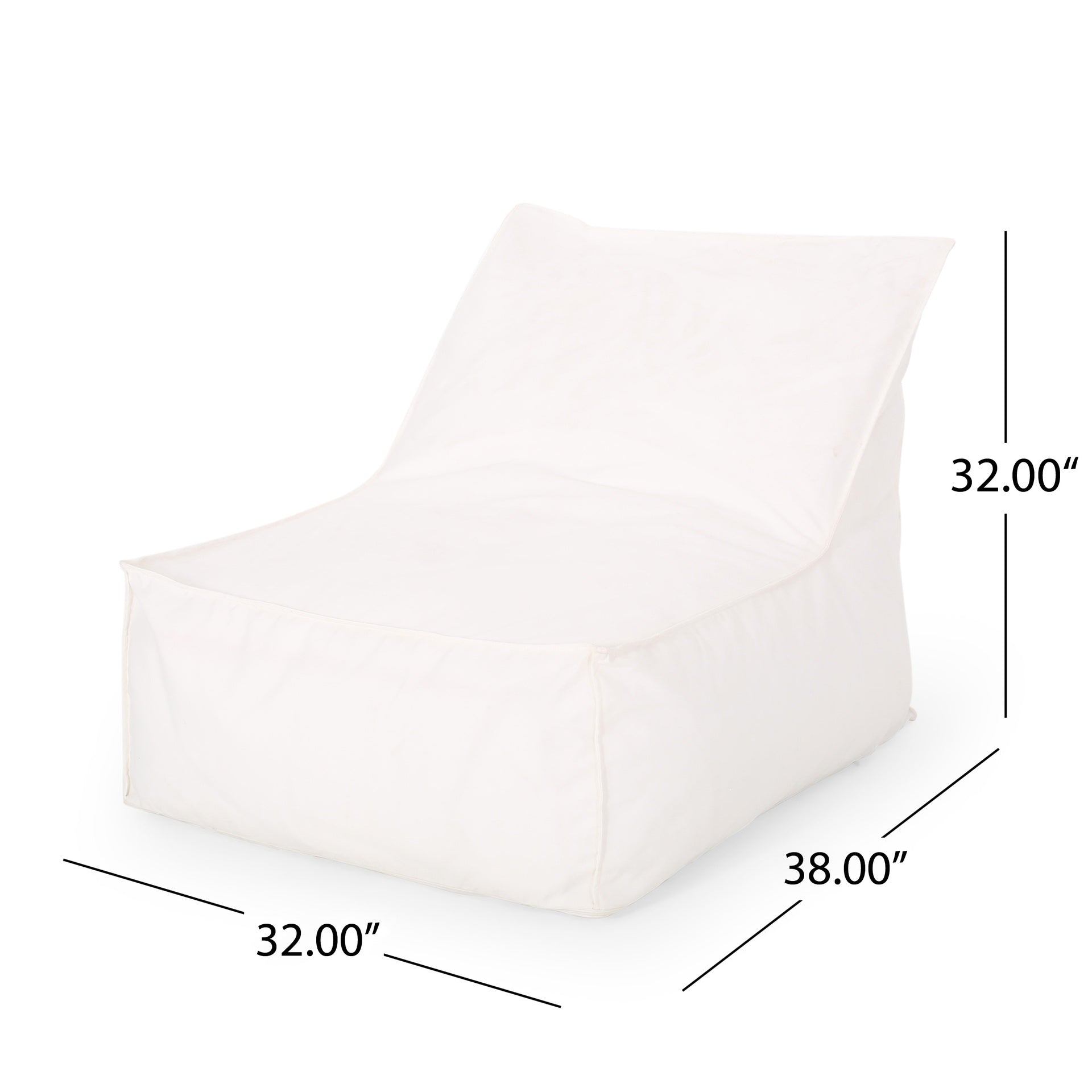 Ettie 3 Ft. Water Resistant Fabric Bean Bag Chair, White