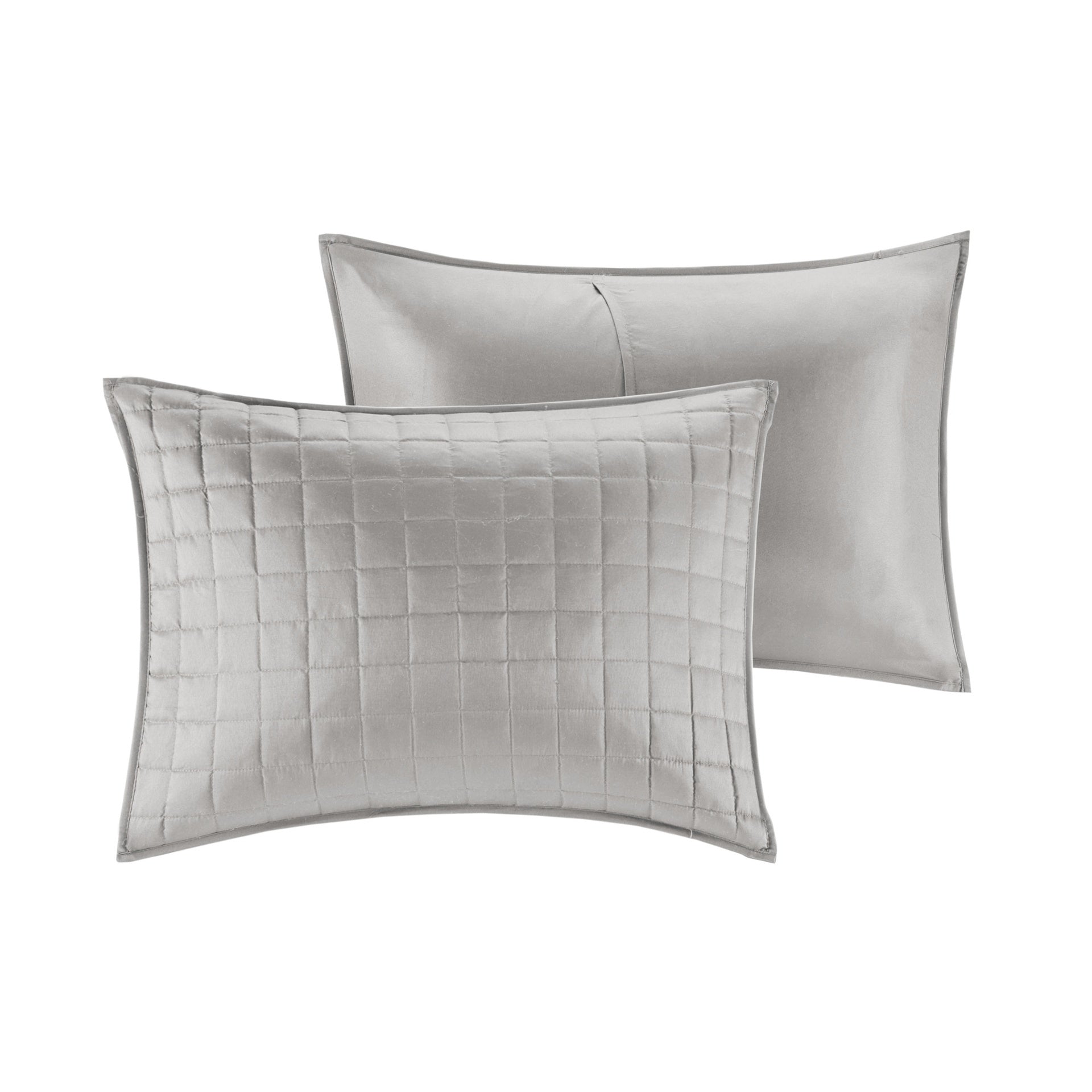 8 Piece Comforter and Quilt Set Collection Grey Full/Queen