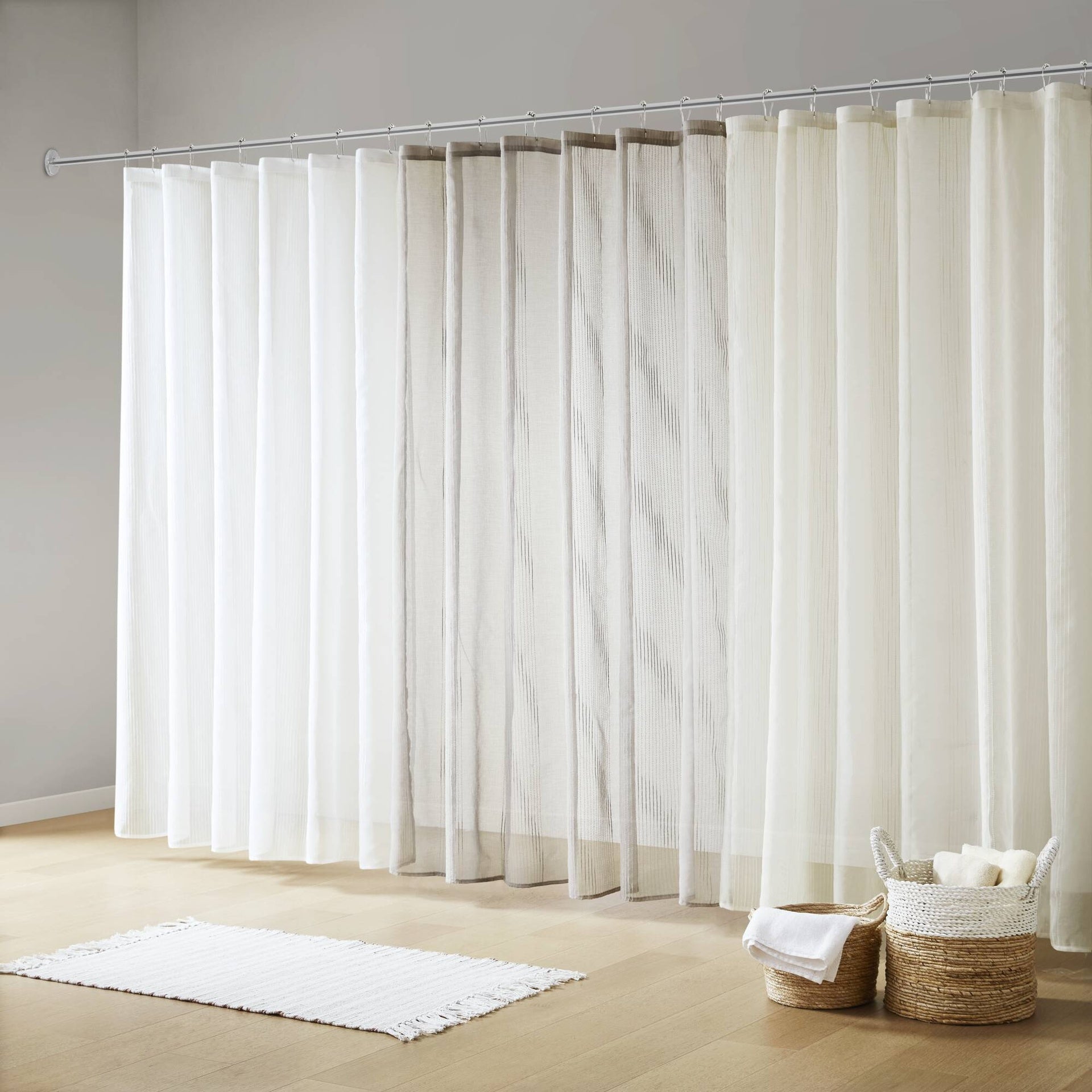 1-Piece 72x72" Sheer Shower Curtain,Ivory