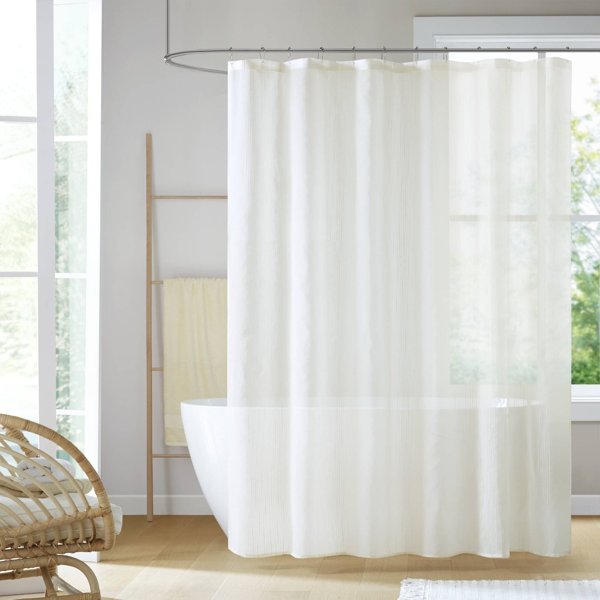 1-Piece 72x72" Sheer Shower Curtain,Ivory
