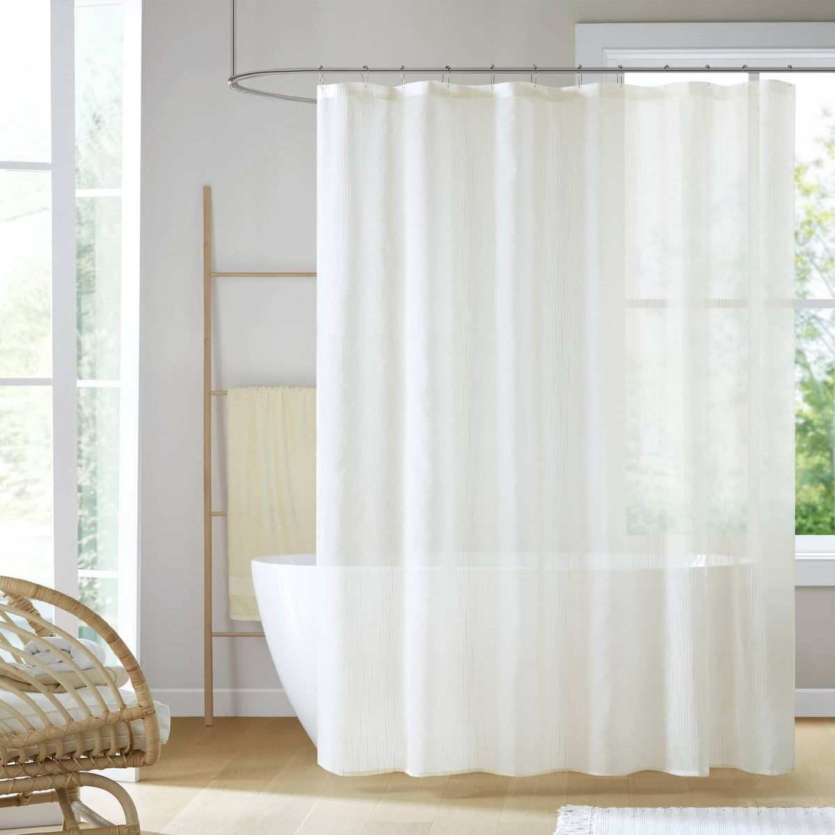1-Piece 72x72" Sheer Shower Curtain,Ivory