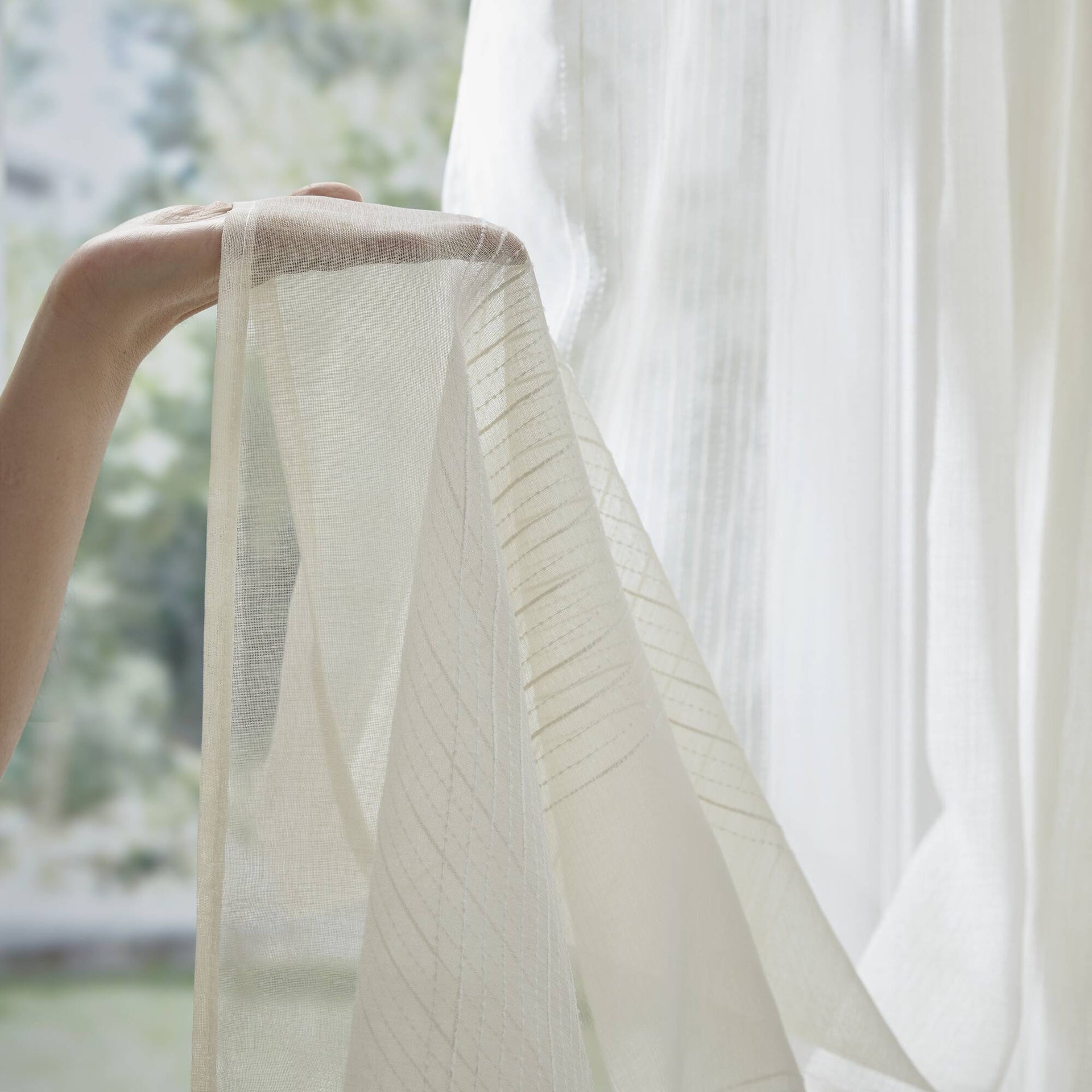 1-Piece 72x72" Sheer Shower Curtain,Ivory