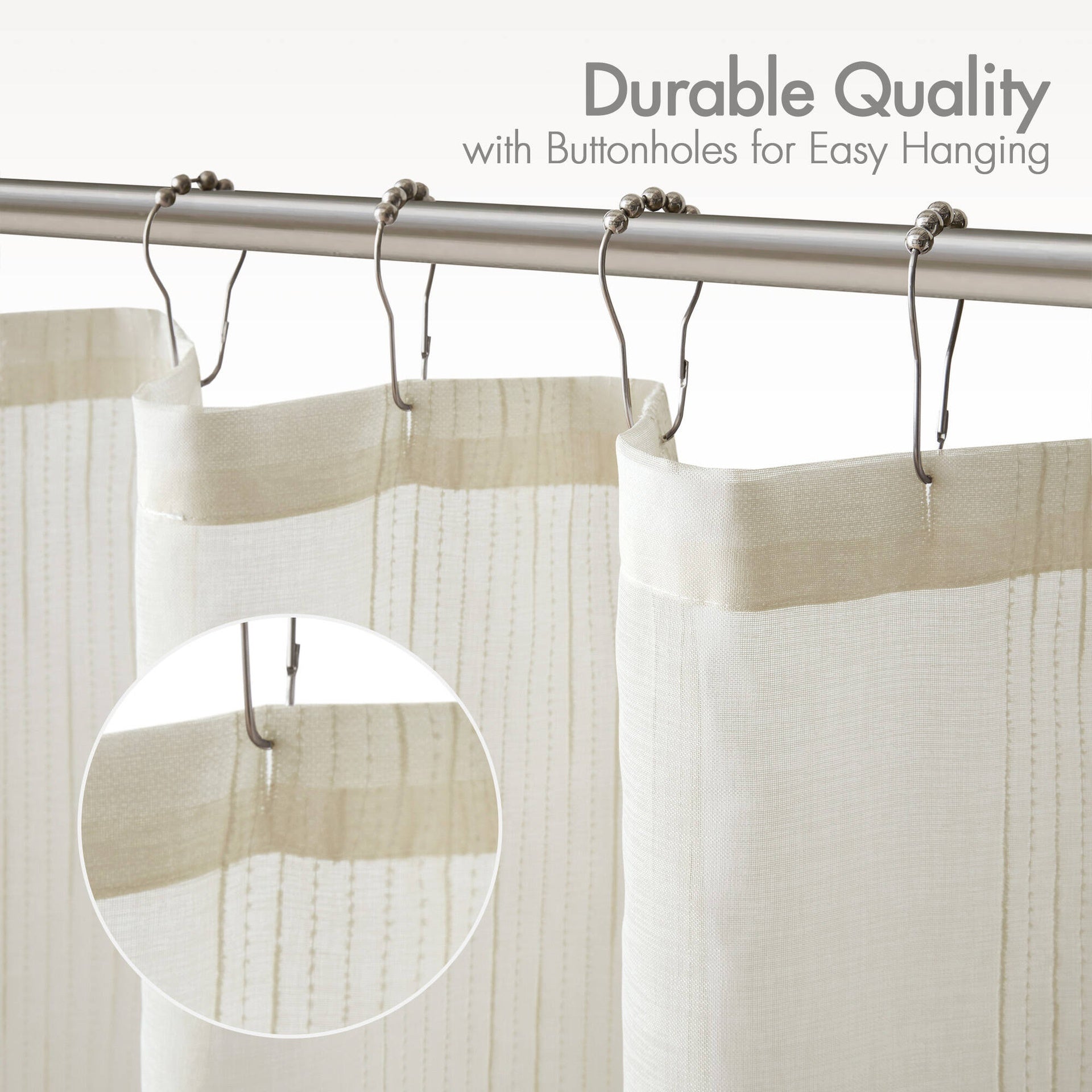 1-Piece 72x72" Sheer Shower Curtain,Ivory