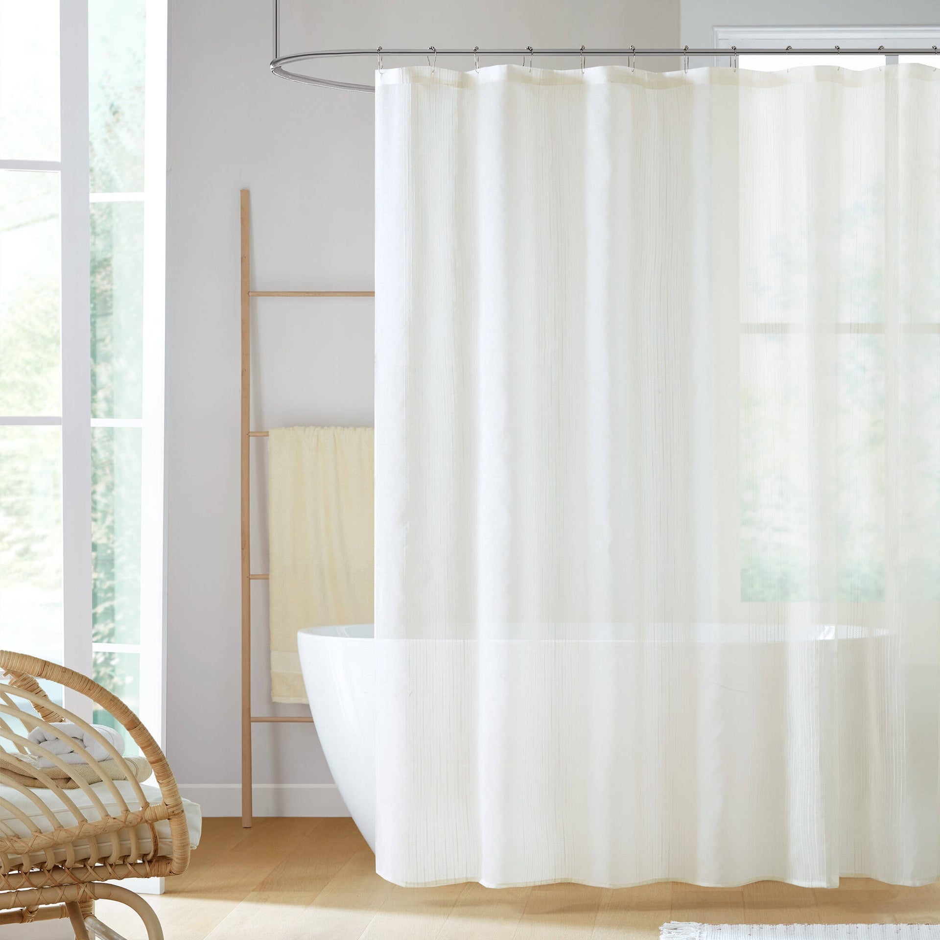1-Piece 72x72" Sheer Shower Curtain,Ivory
