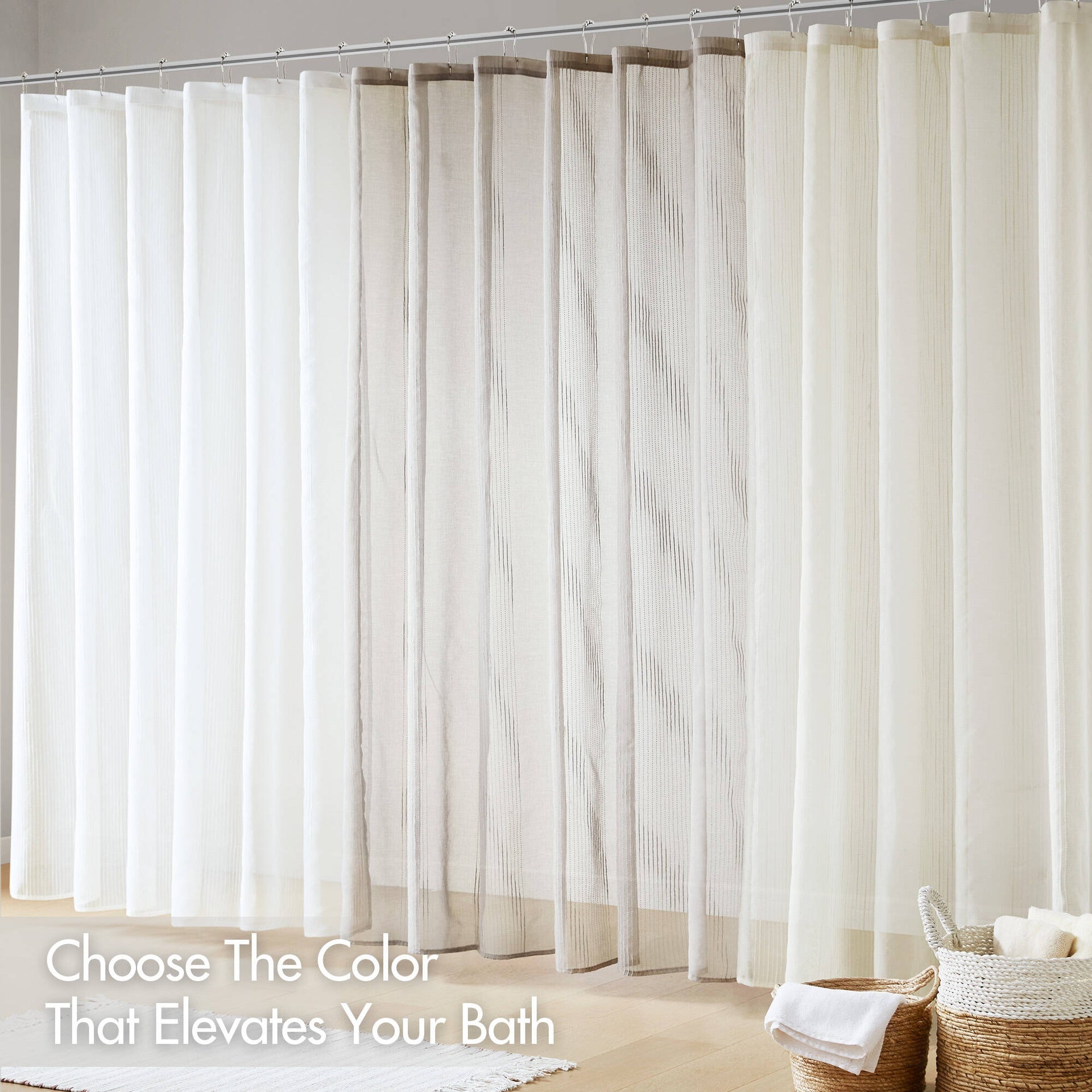 1-Piece 72x72" Sheer Shower Curtain,Ivory