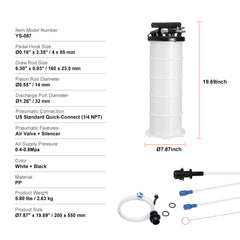 Fluid Extractor, 1.74 Gallons (6.5 Liters), Pneumatic/Manual Oil Changer Vacuum Fluid Extractor with Dipstick and Suction Hose, Oil Extractor Change Pump for Automotive Fluids Vacuum Evacuation