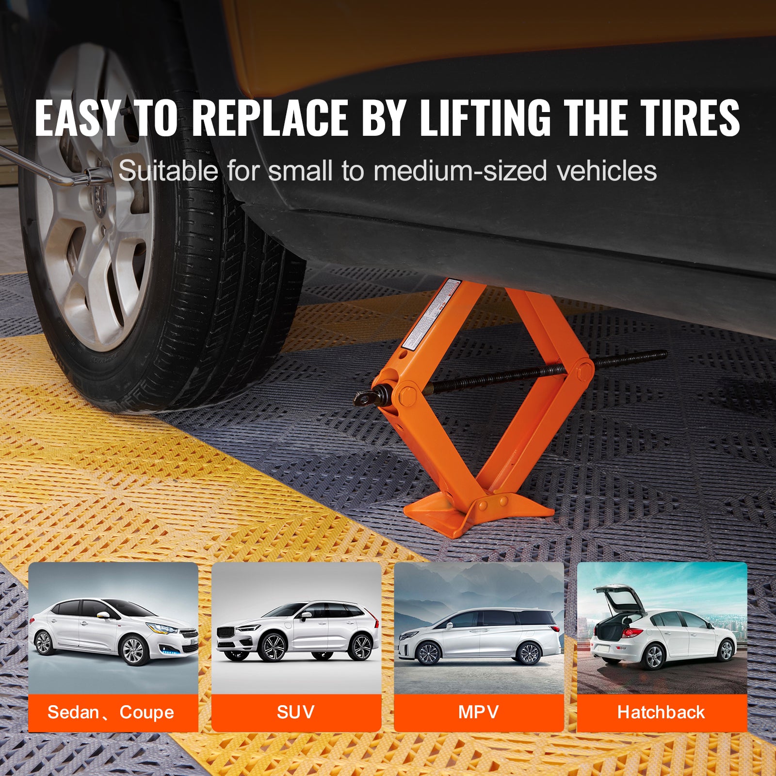 Scissor Jack, 2.5 Ton/5512 lbs Scissor Car Jack, 3.7"-17.1" Lifting Range Scissor Lift Jack with Ratcheting Handle and L-Wrench, Portable Tire Jack for Cars Trucks Sedans MPVs