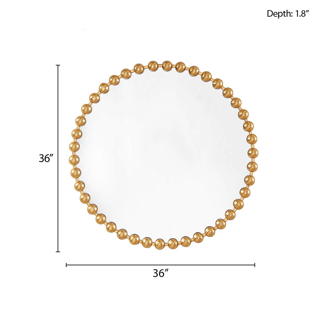 Beaded Round Wall Mirror 36"D