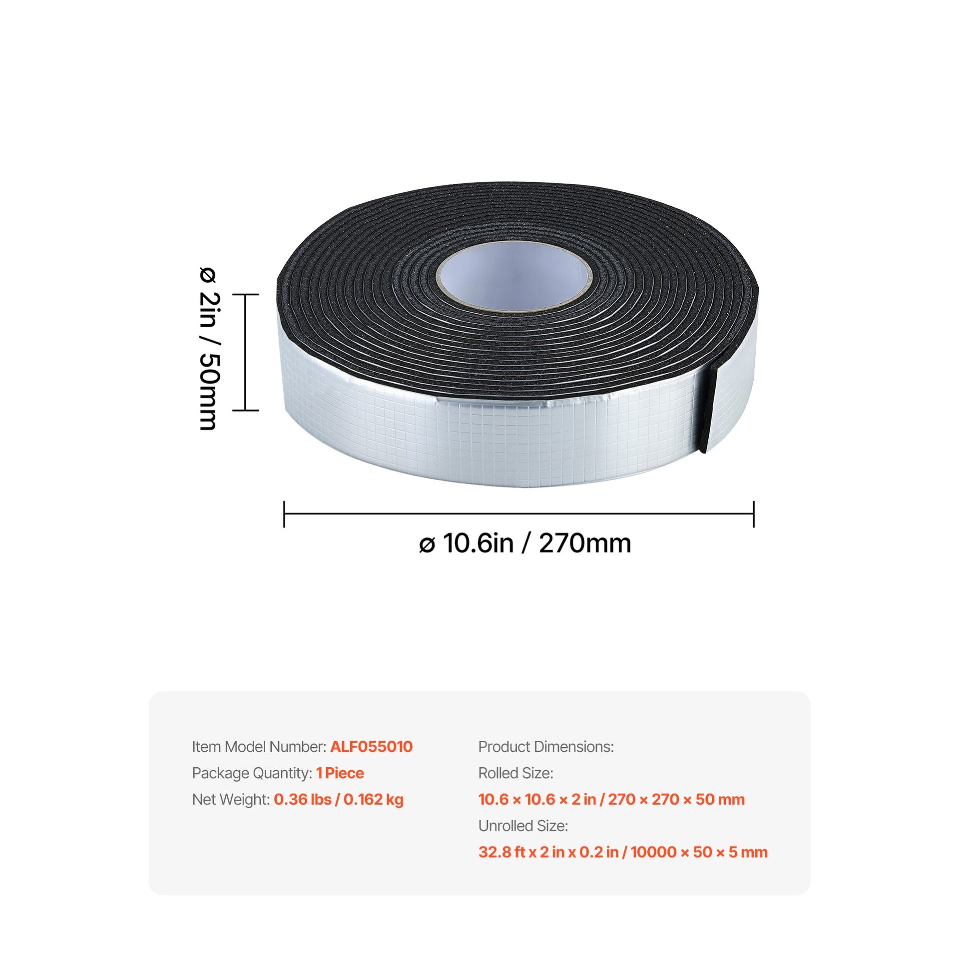 Pipe Insulation Wrap 32.8FT x 2 in with Aluminum Foil Layer Self-Adhesive