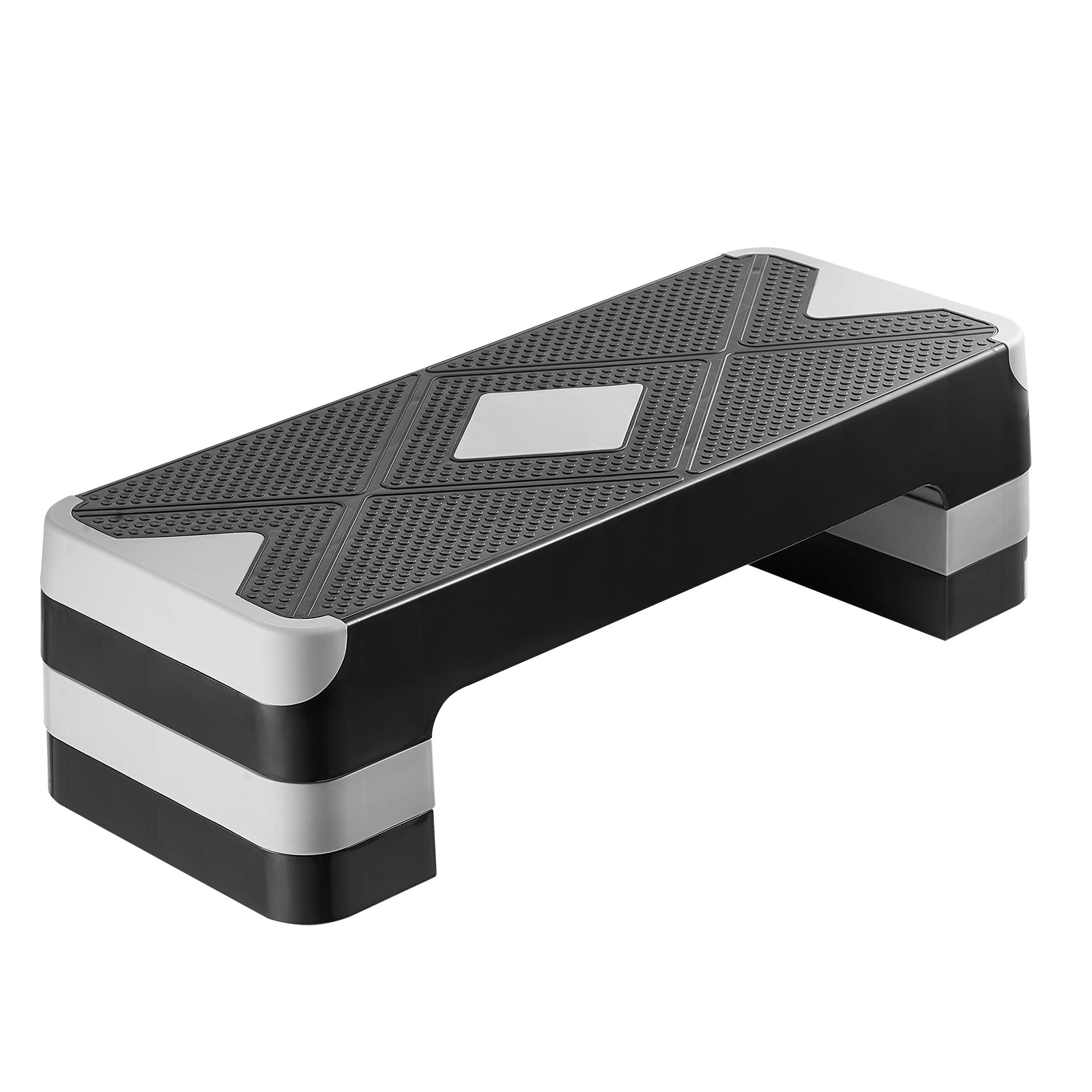 Aerobic Exercise Step Platform Height Adjustable Workout Stepper 4 Riser Gray