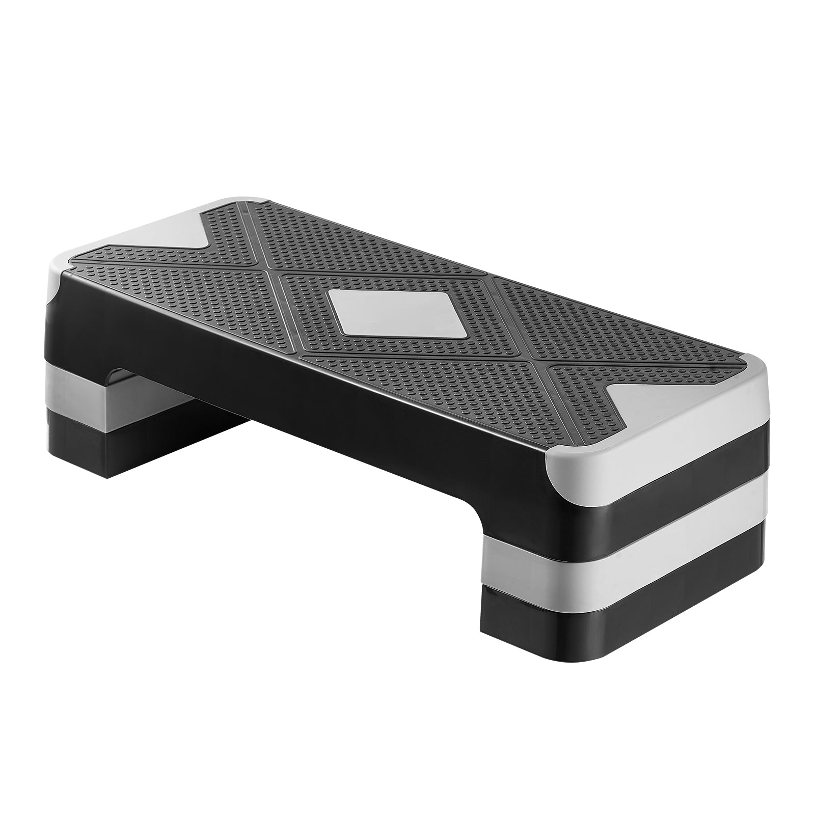 Aerobic Exercise Step Platform Height Adjustable Workout Stepper 4 Riser Gray