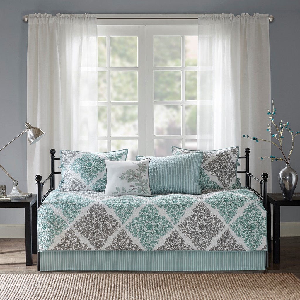 6 Piece Reversible Daybed Cover Set Aqua Daybed