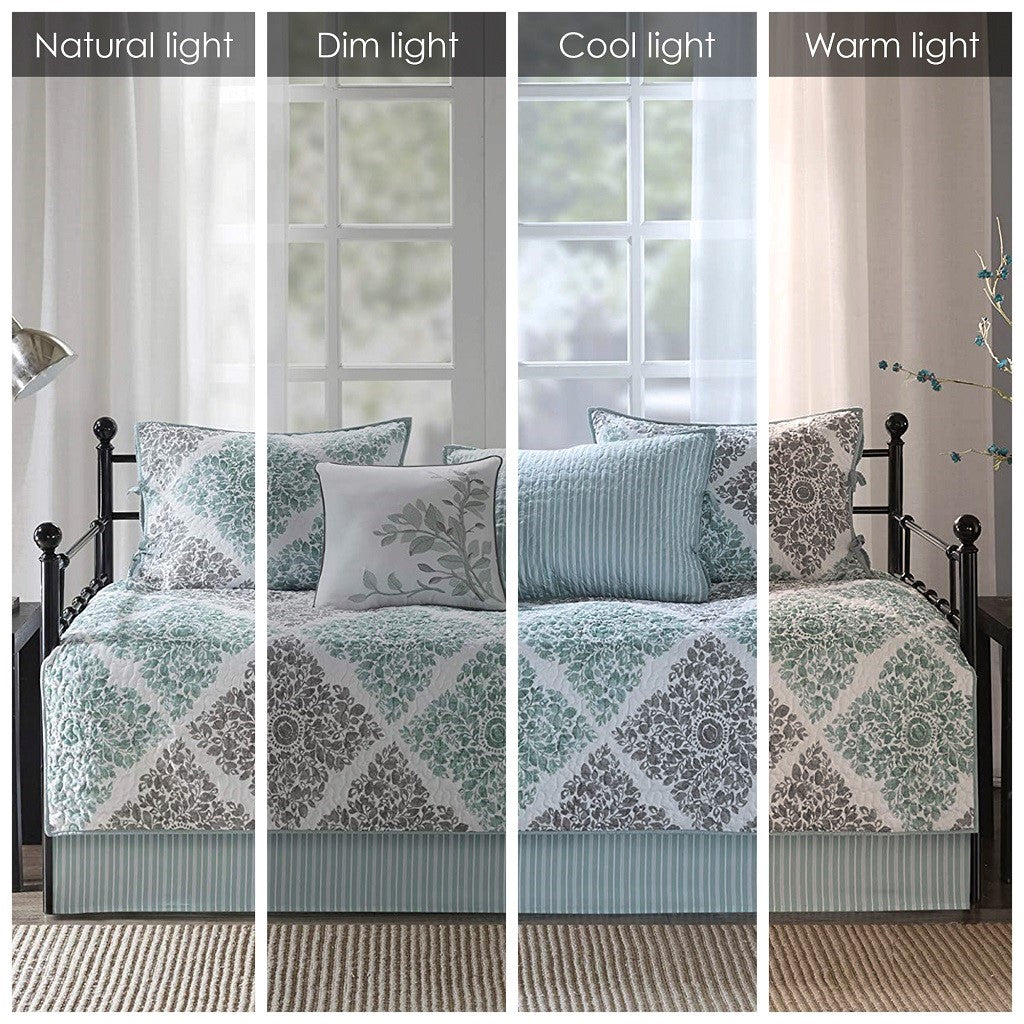 6 Piece Reversible Daybed Cover Set Aqua Daybed
