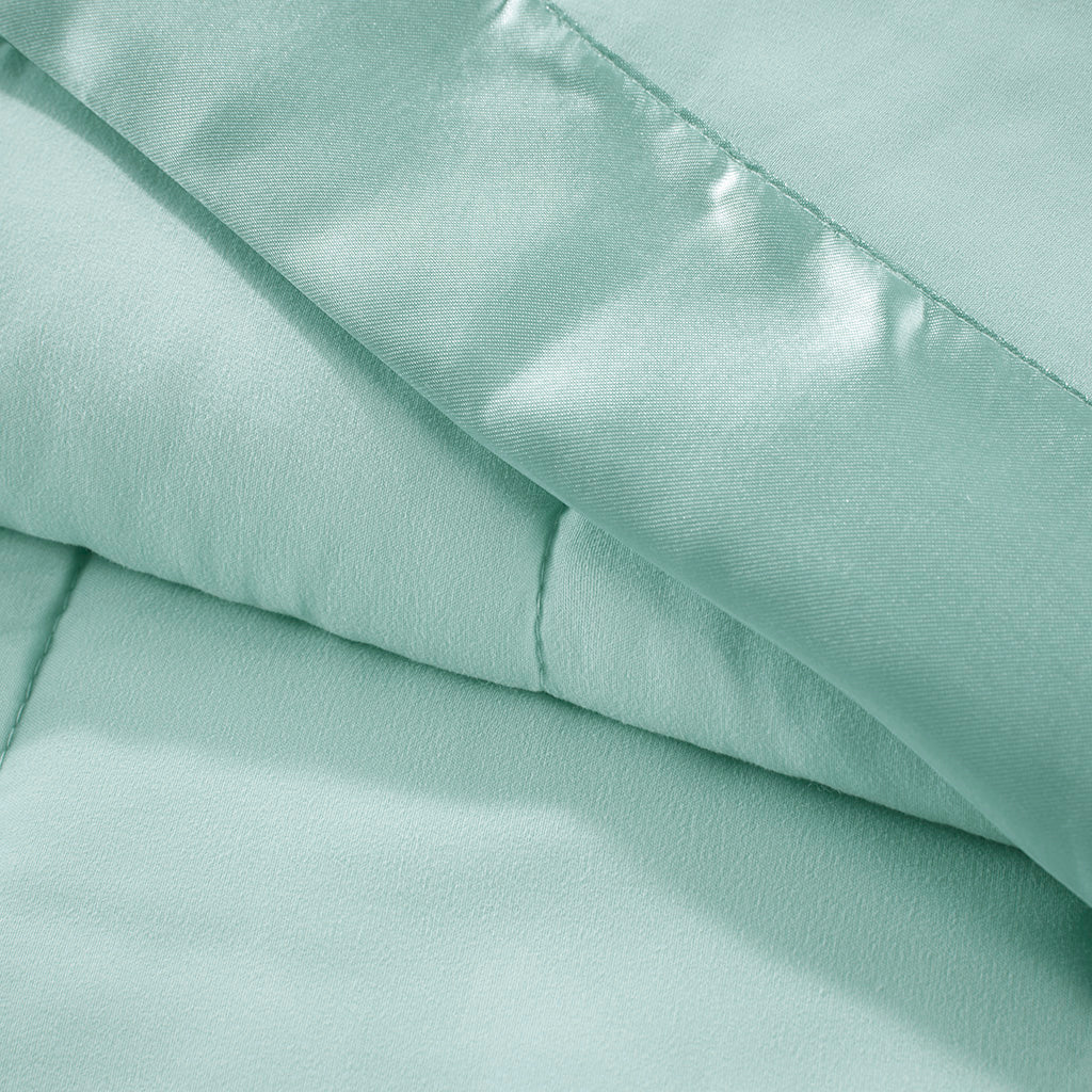 Lightweight Down Alternative Blanket with Satin Trim Seafoam King