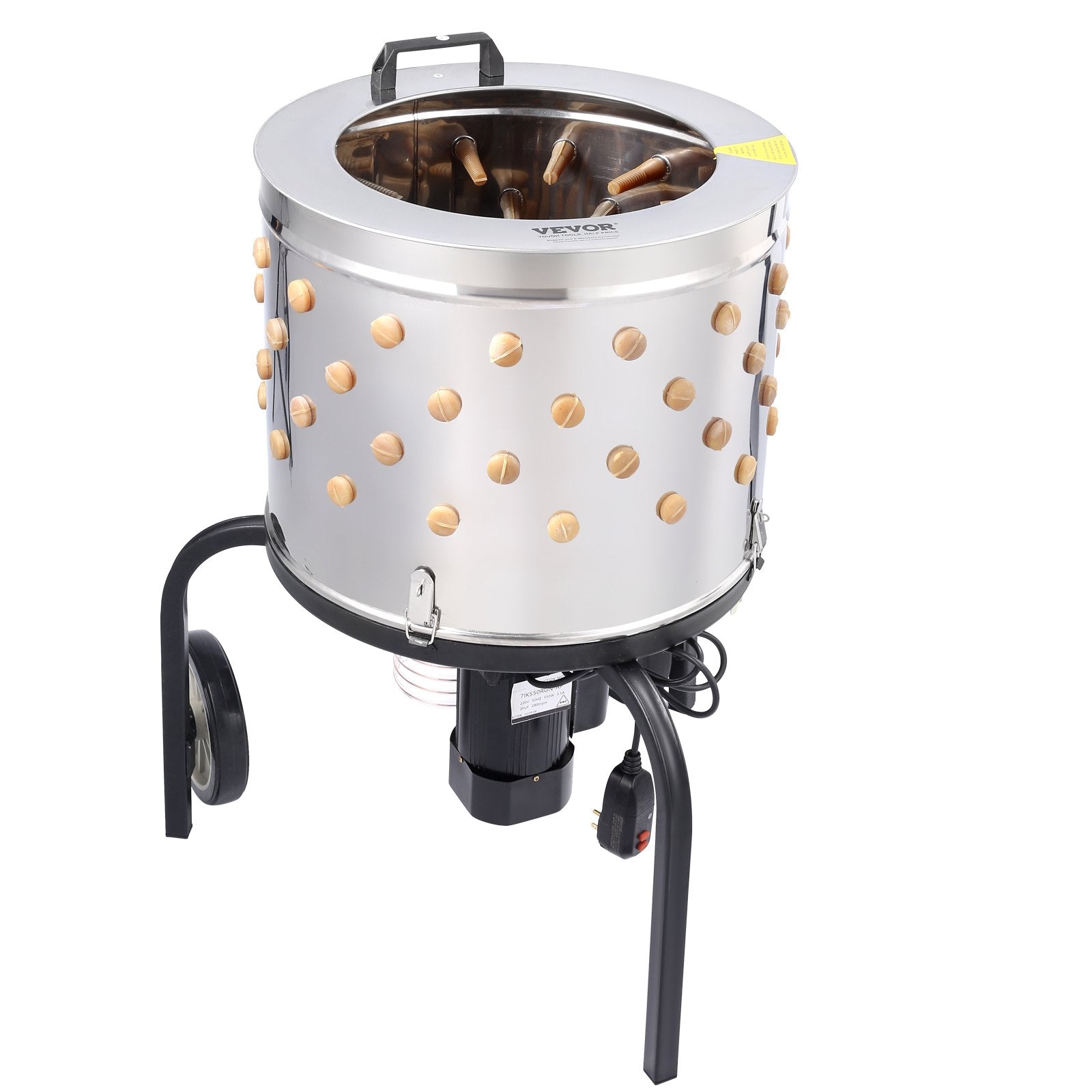 Chicken Plucker Machine, Feather Plucker with 20-inch Stainless Steel Drum, Defeathering Equipment with 108 Soft Fingers, Simple Debris Collection, 500W High Power Poultry Plucking