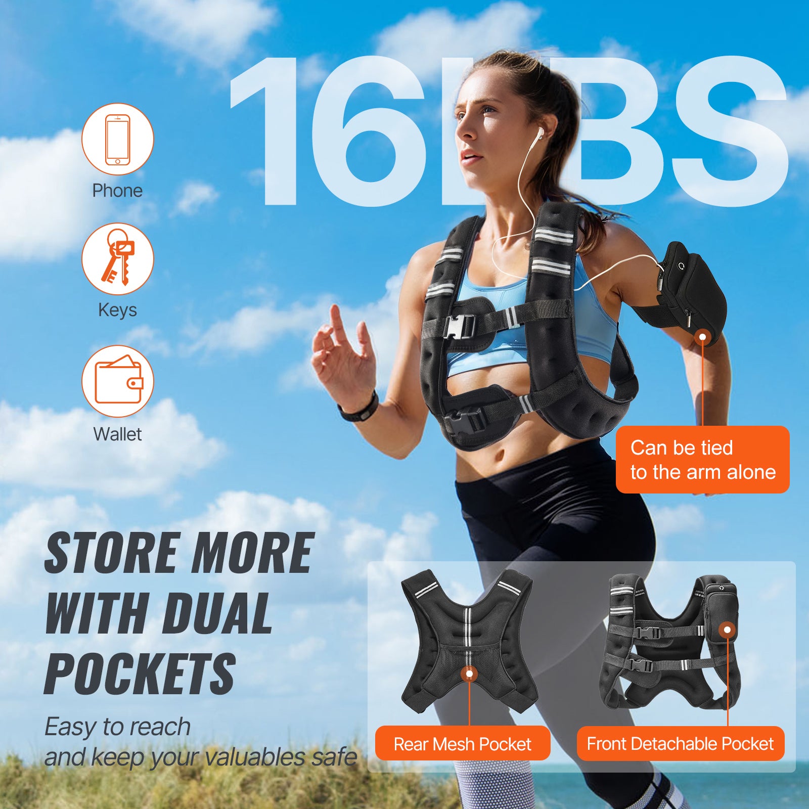 16lb Weighted Vest for Men Women Workout Equipment for Strength Training