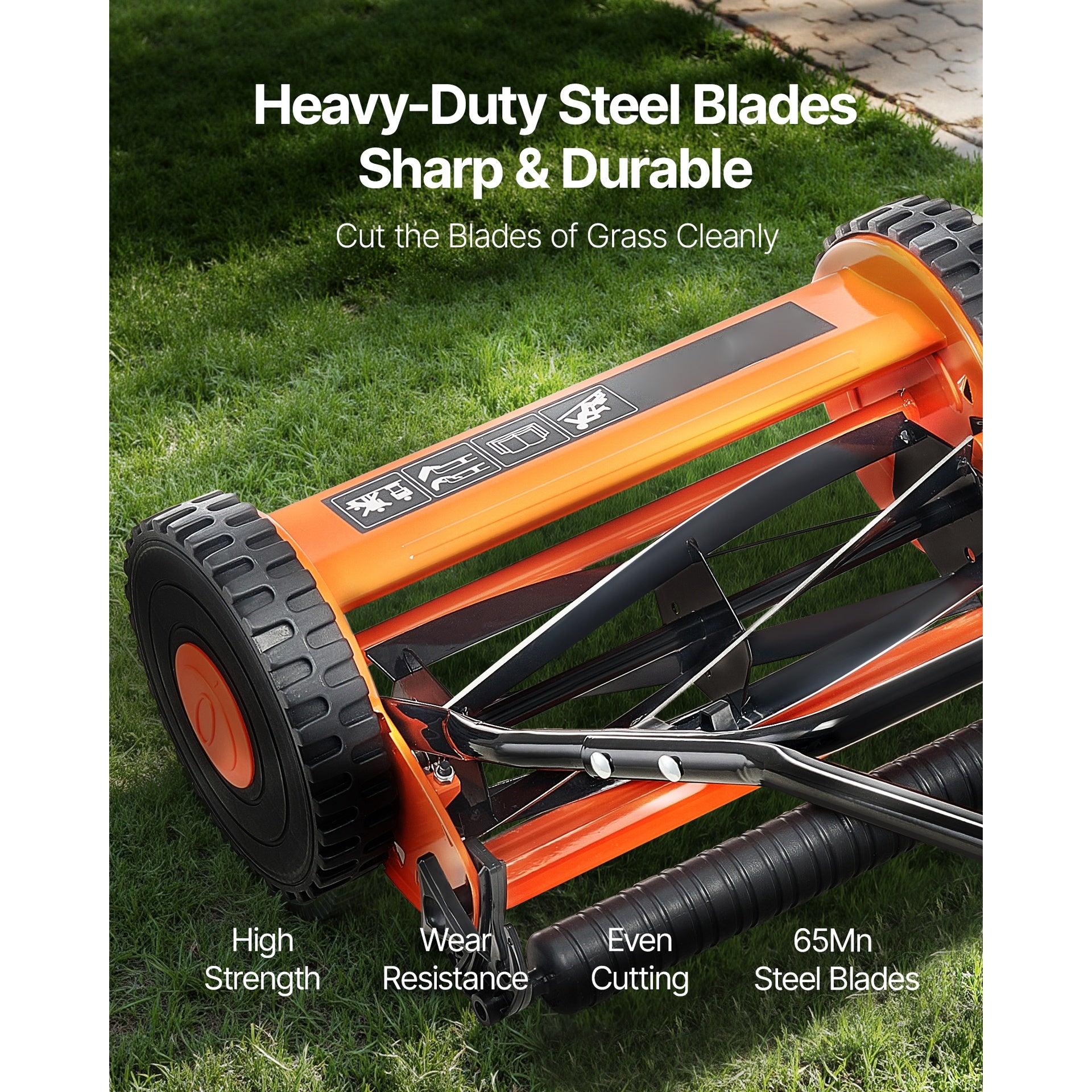 16" Manual Push Reel Lawn Mower 5-Blade Adjustable Height Grass Catcher 2 Wheels