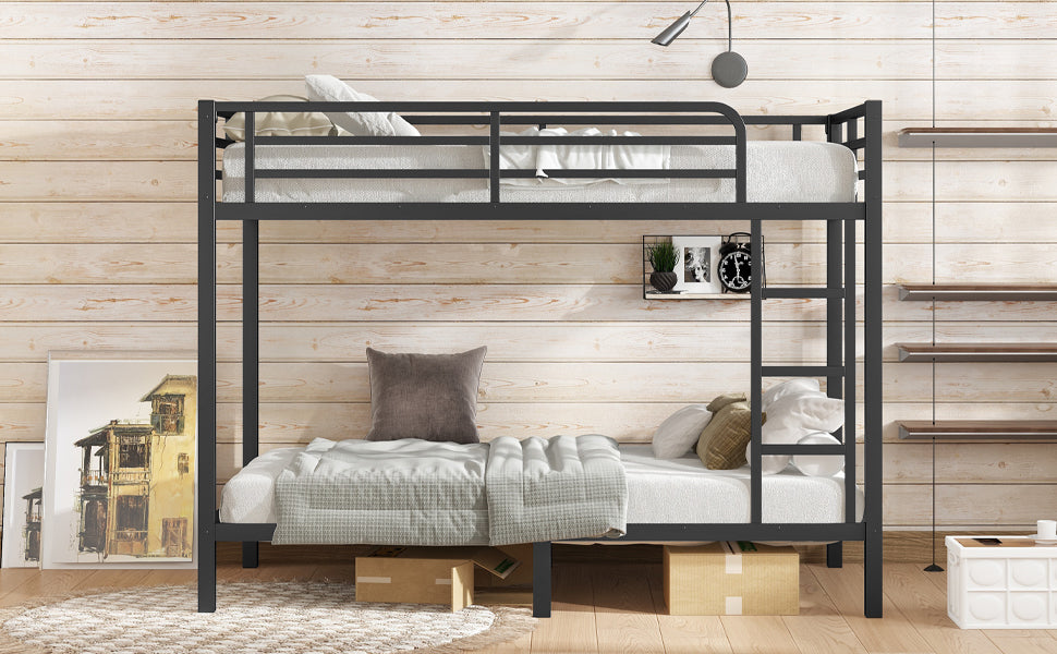 Metal Twin XL over Twin XL Bunk Bed for Teens and Adults,Space-Saving/Noise Reduced/No Box Spring Needed, Black