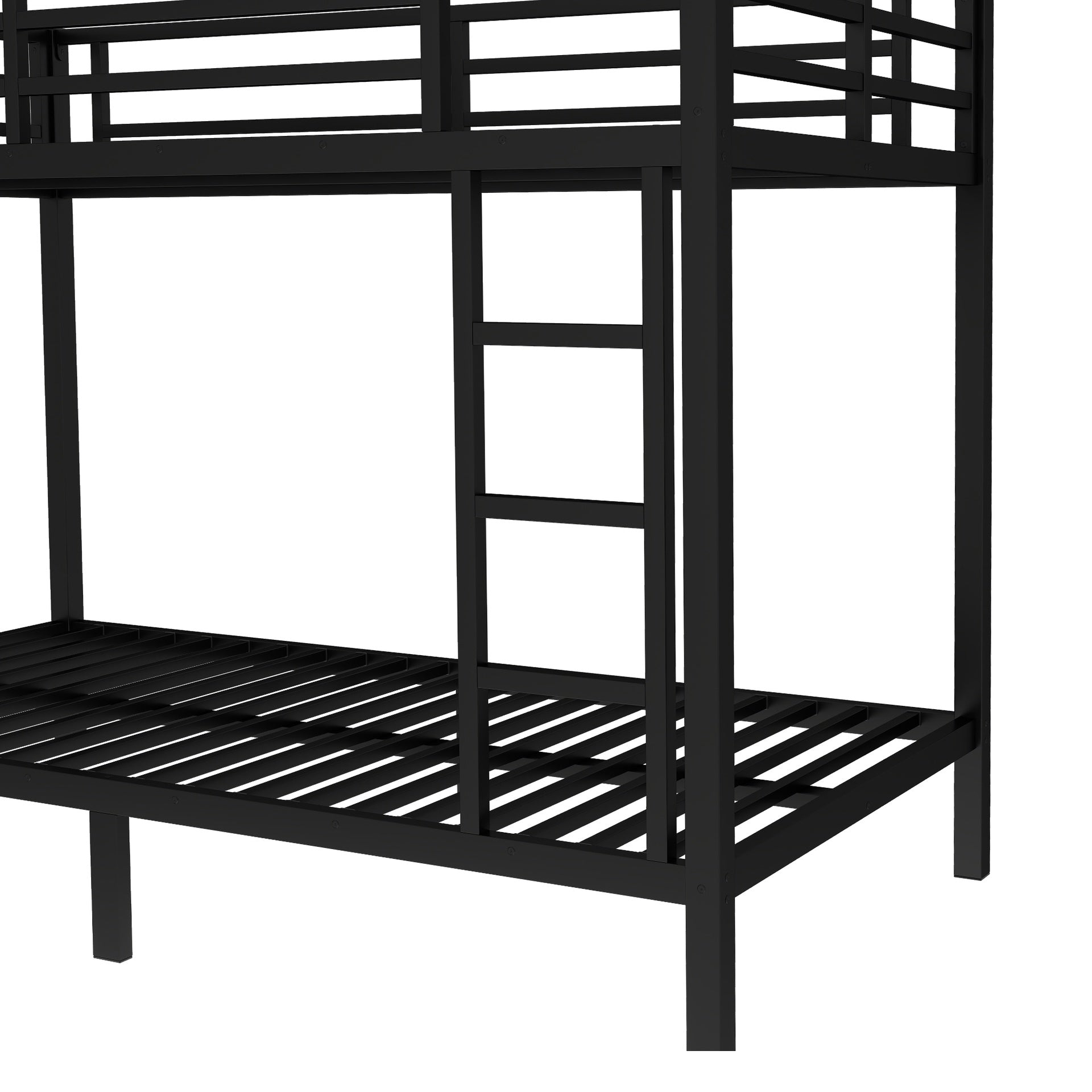 Metal Twin XL over Twin XL Bunk Bed for Teens and Adults,Space-Saving/Noise Reduced/No Box Spring Needed, Black